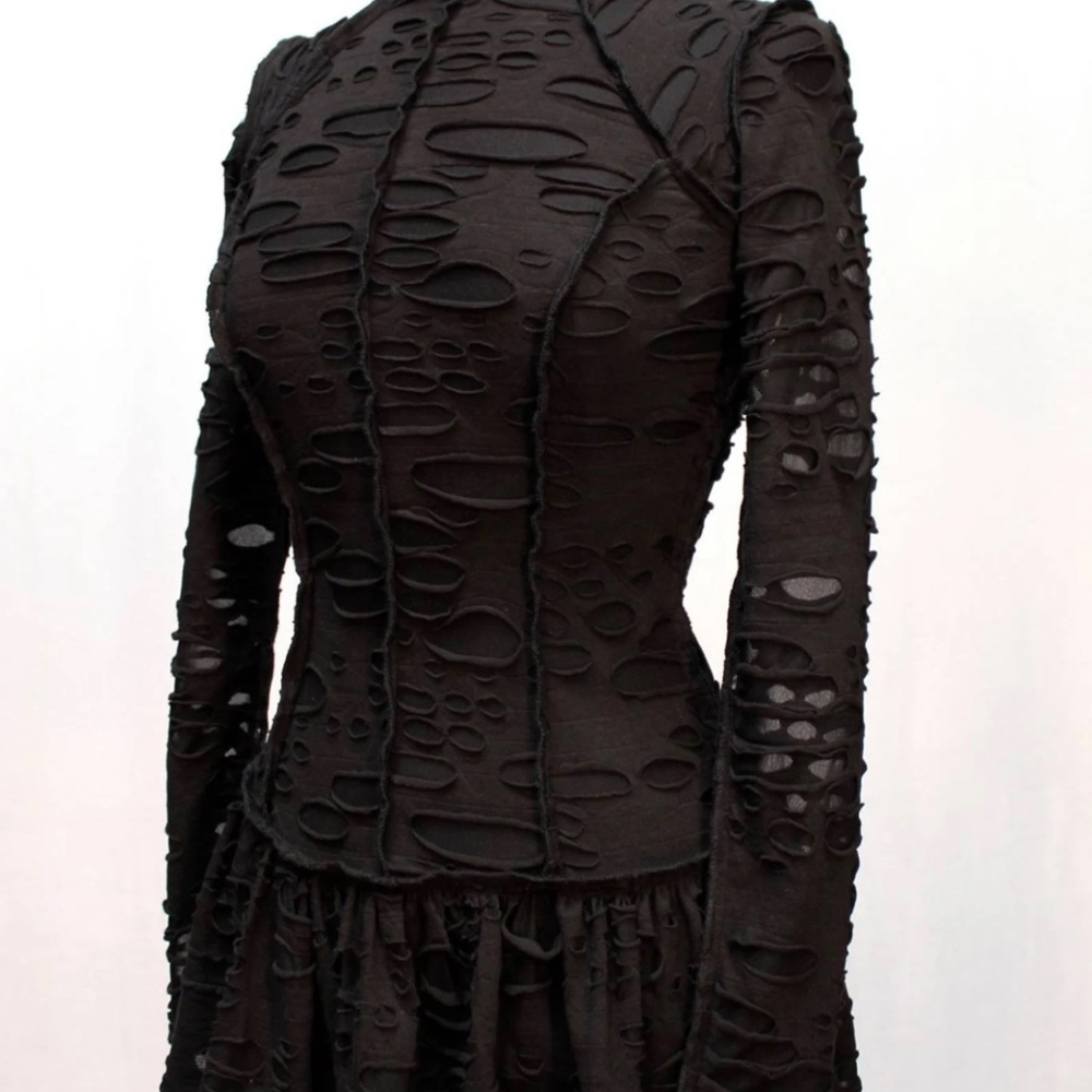 Shrine of Hollywood Black Future Shock Distressed Fabric Dress Size Medium/Small
